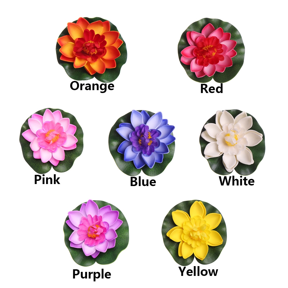 Hoa sen và lá xanh nhân tạo bằng xốp nổi được trên mặt nước kích thước 10cm dùng để trang trí nhà cửa