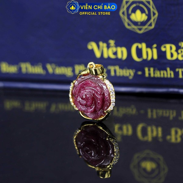 Mặt dây chuyền  hoa mẫu đơn ruby - xi vàng thời trang phụ kiện trang sức Viễn Chí Bảo M600045