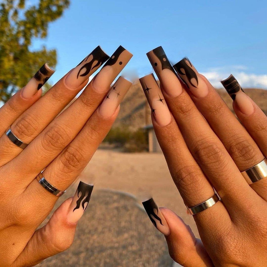 Hộp 24 Móng Tay Giả Che Phủ Toàn Diện Kiểu Pháp