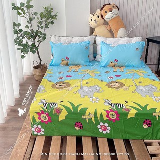 💝 Drap + 2 Vỏ Gối 💝 - Cotton 3D Sở Thú (Ảnh Thật)