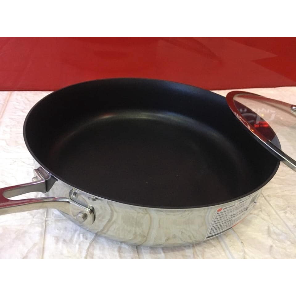 CHẢO CHỐNG DÍNH INOX 3 lớp đáy liền 304 ELMICH POTENZA 20CM EL3256, 24CM EL3257, 26CM EL3258 chảo xào chảo