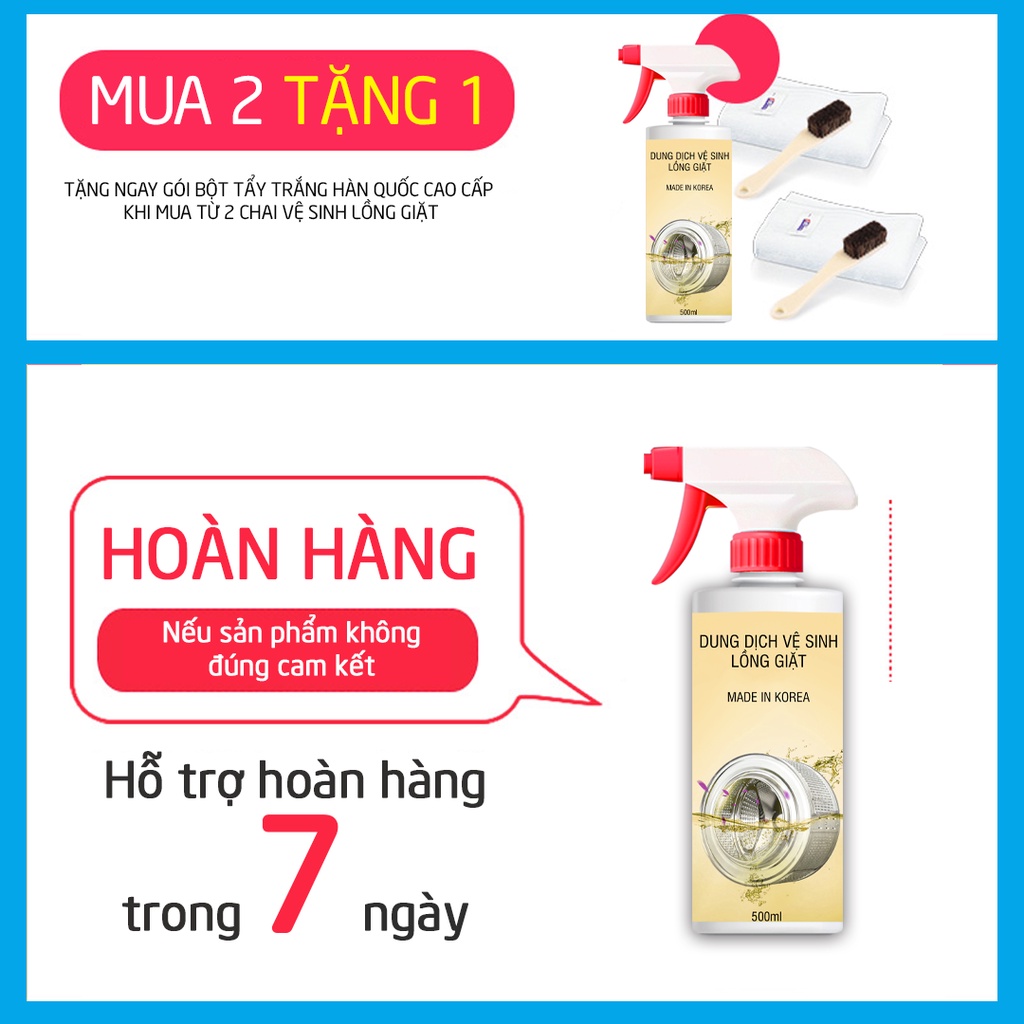 Vệ sinh lồng giặt Freeme, siêu sạch, tẩy sạch cặn bẩn, diệt khuẩn, chống hôi quần áo - Nhập khẩu Hàn Quốc 500ml TLG