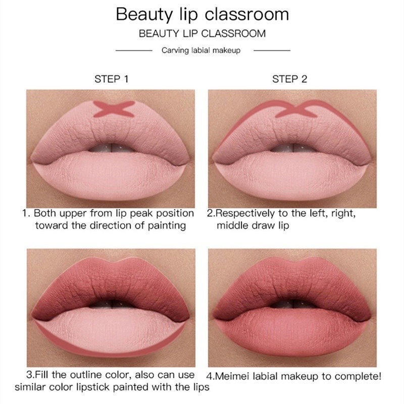 Set 6 Chì Kẻ Viền Môi Lâu Trôi Màu Sắc Tự Nhiên Không Thấm Nước Và Mồ Hôi