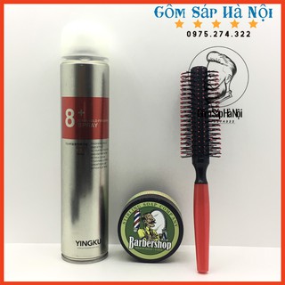 COMBO Sáp Vuốt Tóc BarberShop Shave Soap + Gôm Xịt tóc  Phủ Cứng 8+ Spra