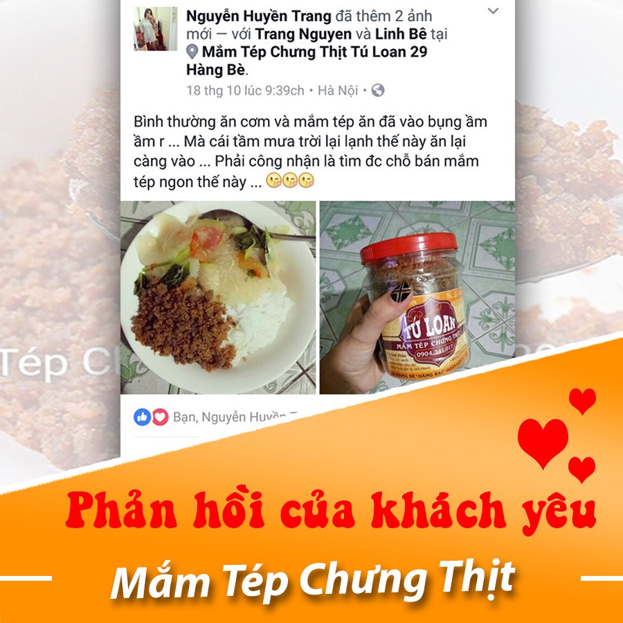 ĐẶC SẢN MẮM TÉP CHƯNG THỊT TÚ LOAN 29 HÀNG BÈ 500GR ( ẢNH THẬT)