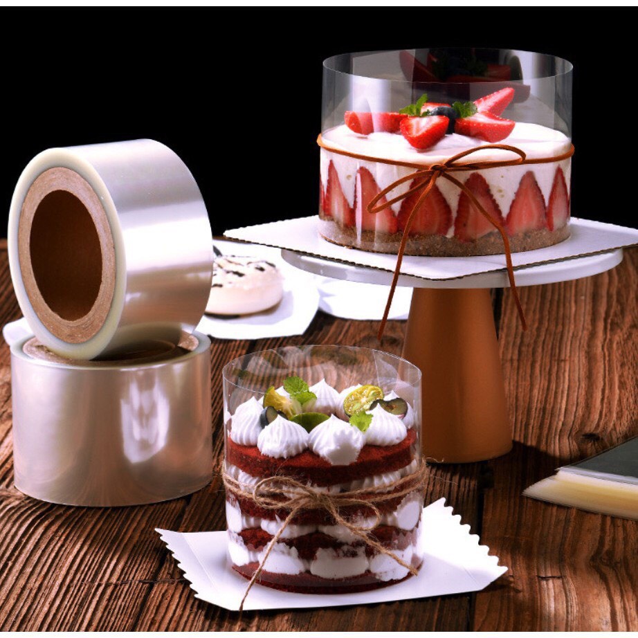 Cuộn Mica cứng trong suốt bọc bánh Mousse, mica quấn thành bánh trang trí bánh Phụ kiện trang trí bánh kem