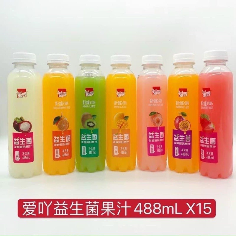Nước trái cây tươi 7 vị Đài Loan thơm ngon bổ dưỡng chai 488ml