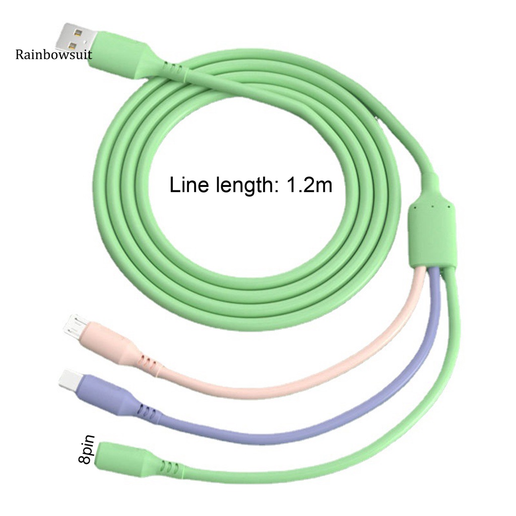 Dây Cáp Sạc Truyền Dữ Liệu Nhanh 8pin Type-C Micro Usb Màu Xanh Lá