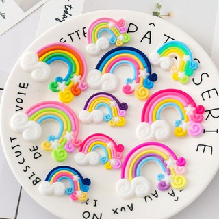 Mô hình đám mây cầu vồng.Phụ kiện dán ốp điện thoại trang trí slime, nhà búp bê.Charm cầu vồng size to