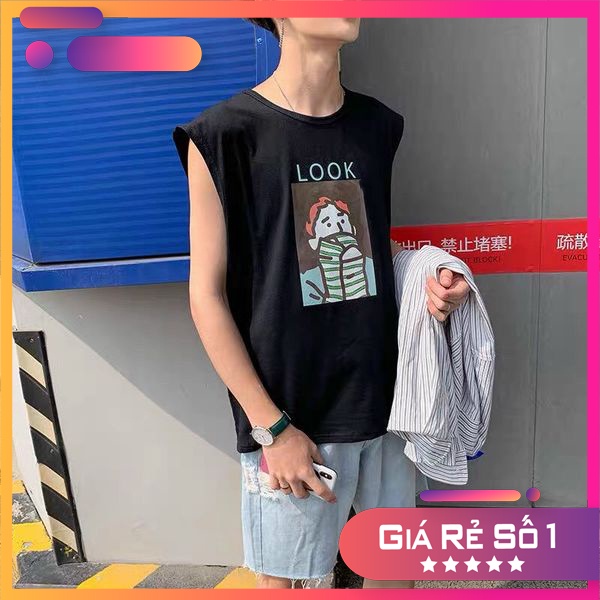 áo thun cotton nam ba lỗ - Trẻ trung, năng động, có in hình phù hợp với mọi lứa tuổi Basis AT002