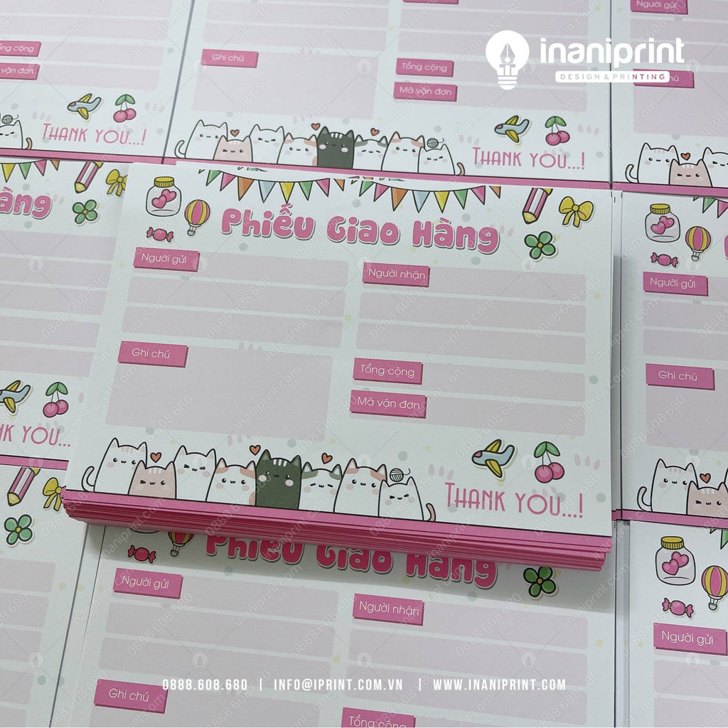 Phiếu ship hàng dễ thương màu hồng [Set 100 tờ]