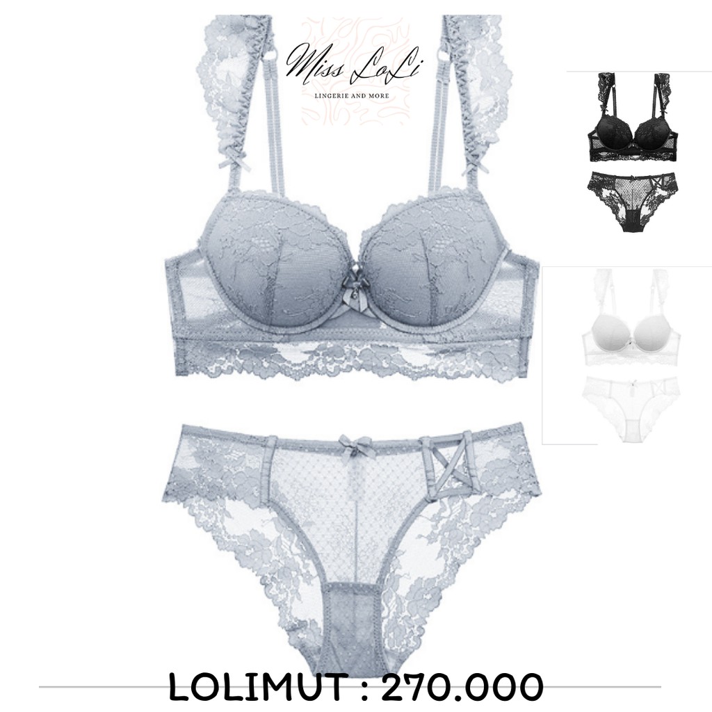 Set Đồ Lót Nữ LOLIMUT Ren Không Gọng Đệm Mút Xoài, Bộ Underwear Nội Y Sexy Quần Chip Ren Quai Dây Đan Chéo Chữ X