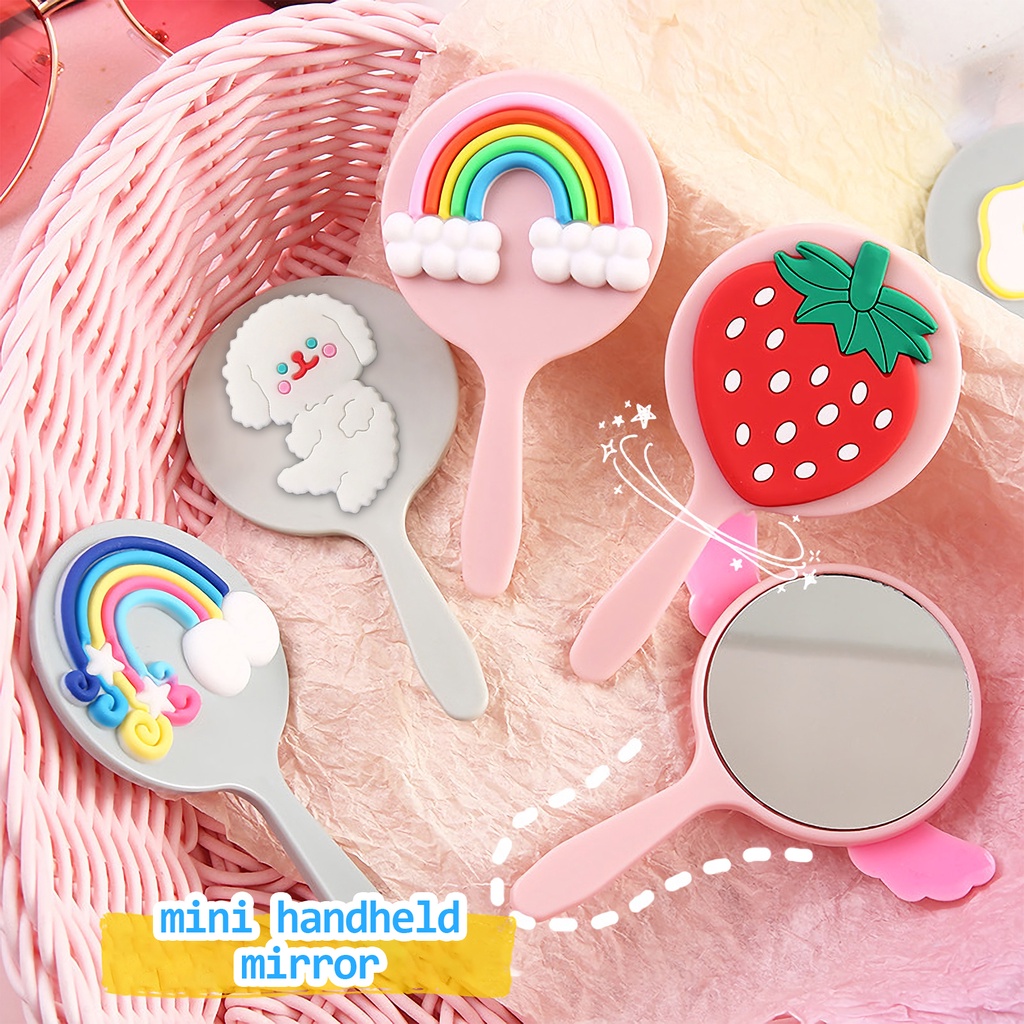 Gương Trang Điểm Mini Cầm Tay Hình Hoạt Hình Dễ Thương Cho Salon Làm Tóc