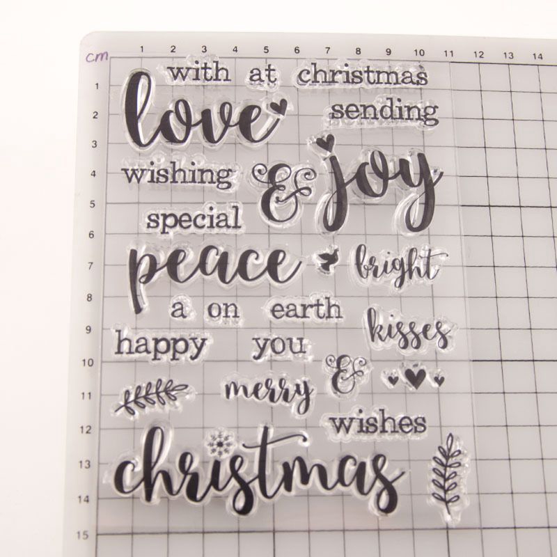 Tem trong suốt hình chữ Love My Merry Christmas trang trí thiệp tiện dụng đa năng