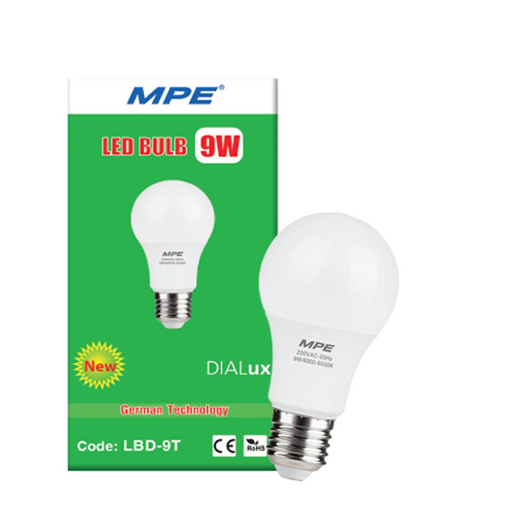 ĐÈN LED BÚP 9W MPE SIÊU SÁNG ĐUÔI VẶN E27- BẢO HÀNH 2 NĂM ĐỔI MỚI