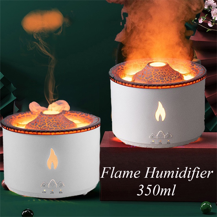 Máy Khuếch Tán Tinh Dầu Hình Sứa Núi Lửa Phun Sương Tạo Độ Ẩm Không Khí 360ml Máy xông tinh dầu hình ngọn lửa - máy khuyếch tán tinh dầu phun sương - LED 7 màu - Tự Ngắt Khi Cạn Nước hình ngọn lửa phun sương con sứa có đèn ngủ, máy làm ẩm không khí thơm