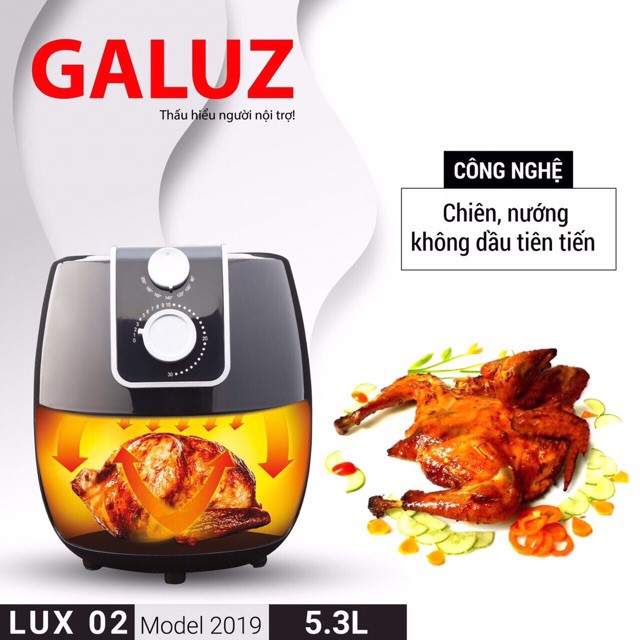 [Mã ELHADEV giảm 4% đơn 300K] Nồi chiên không dầu Galuz LUX 02 - tặng bộ phụ kiện 6 món