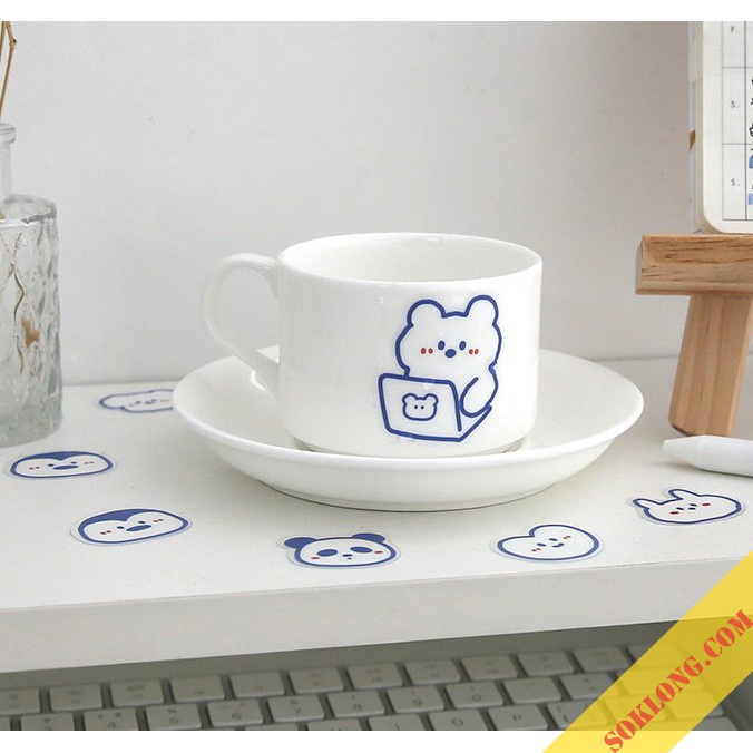 Bộ Sticker hình Thỏ Béo - Gấu dễ thương trang trí sổ, laptop, điện thoại, nhán dãn trang trí Tuệ Minh