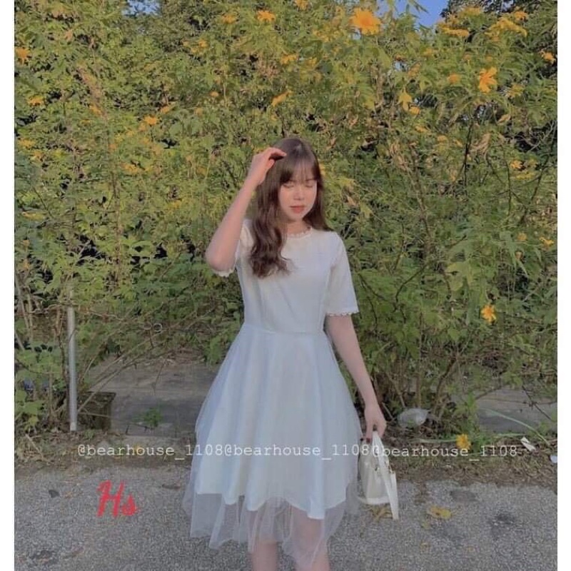 Váy von 2 lớp cổ ren HS6