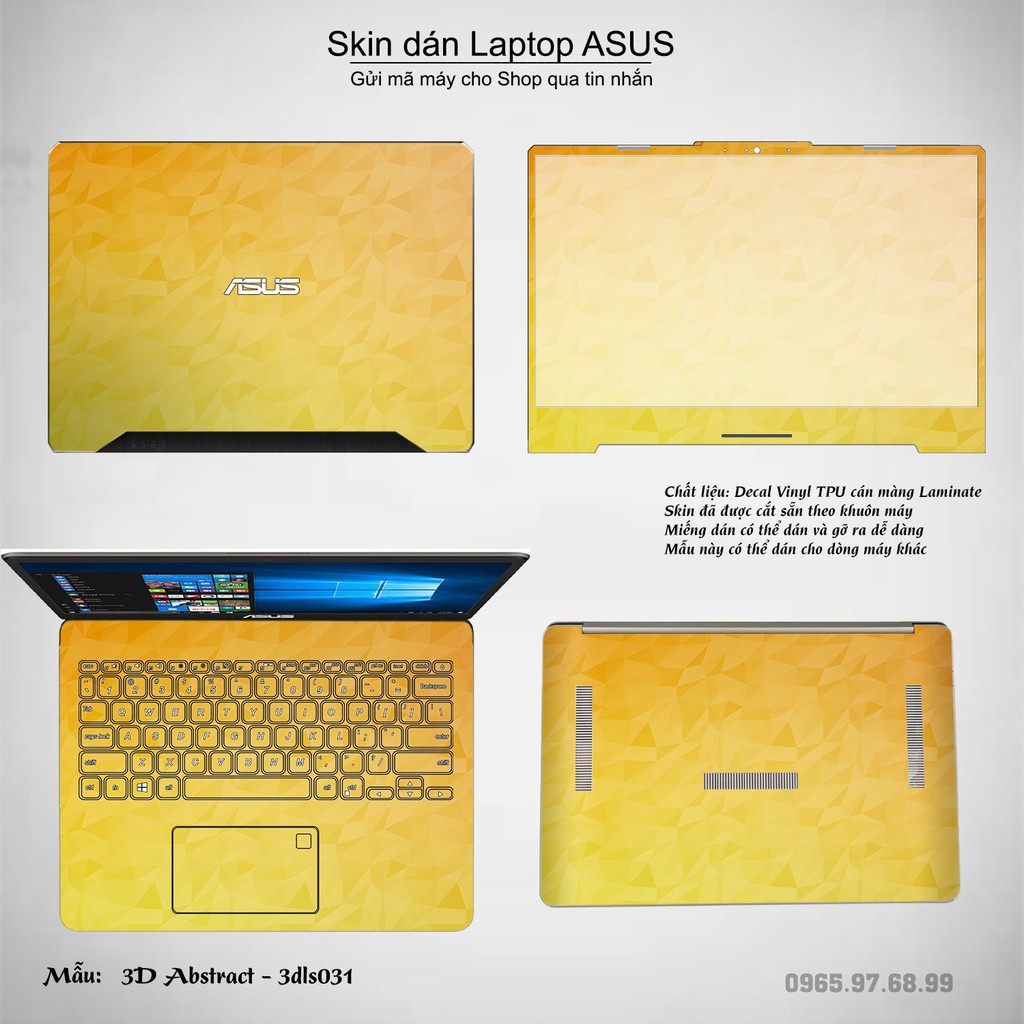 Skin dán Laptop Asus in hình 3D Color