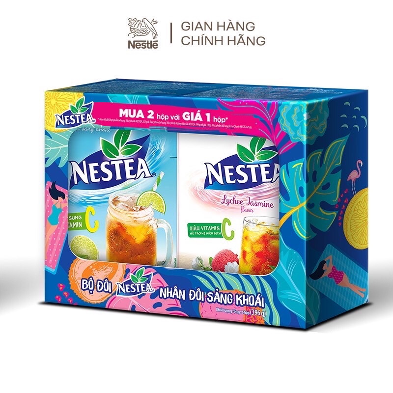 BỘ ĐÔI NESTEA:Trà vị chanh 18gói+Trà vải lài 12 gói