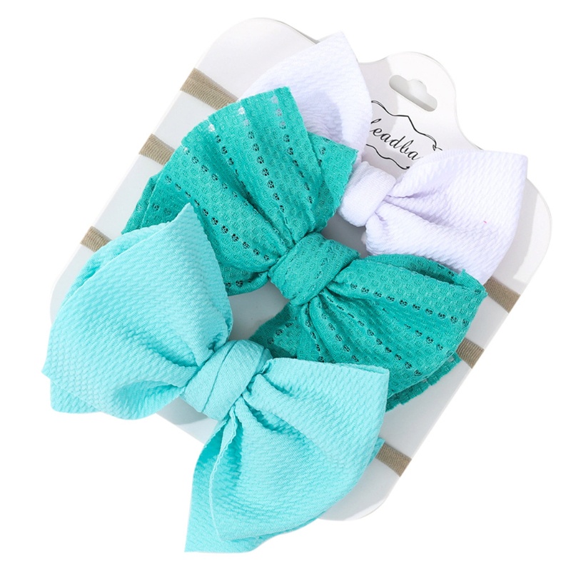 Set 3 Băng Đô Turban Thắt Nơ Bằng Nylon Mềm Co Giãn Màu Trơn Cho Bé Sơ Sinh