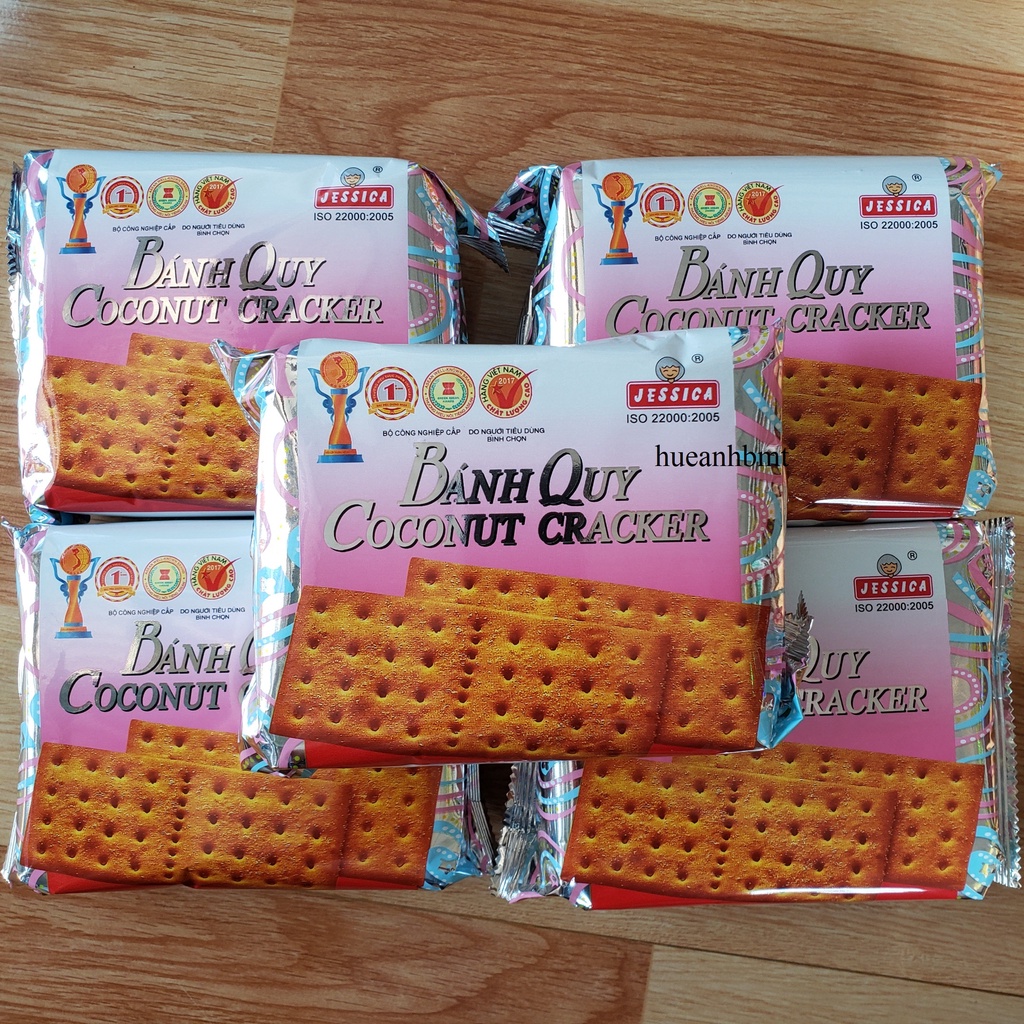 Bánh Quy Coconut Cracker Jessica Bạc Vuông gói 178g