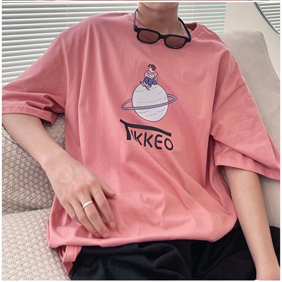 Áo phông unisex nam nữ tay lỡ thun form rộng TIKKEO teen cổ tròn oversize cotton giá rẻ màu đen trắng tee pull