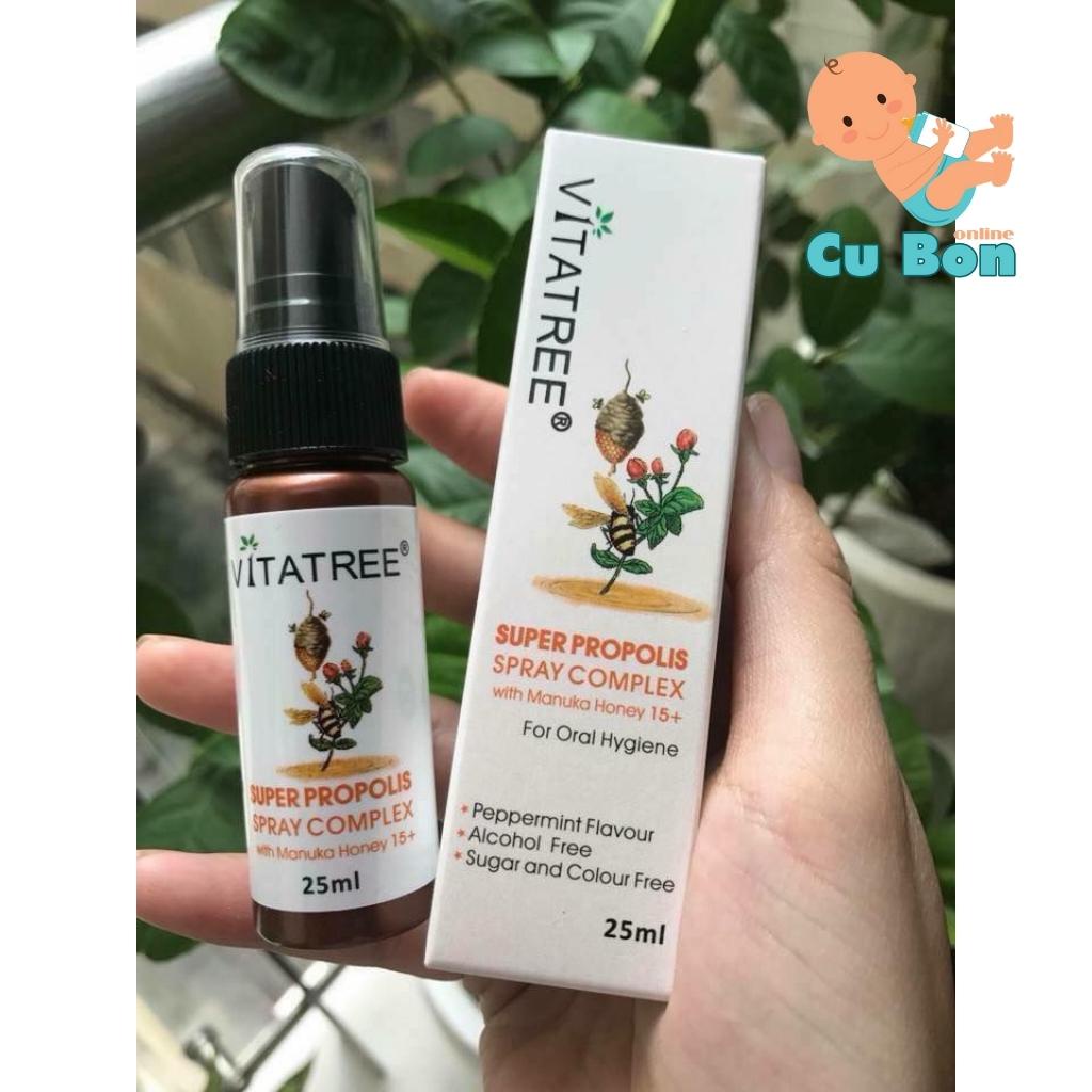 Xịt họng keo ong Vitatree 30ml của úc cho bé từ 2 tuổi của úc giảm đau ngứa họng tăng sức đề kháng