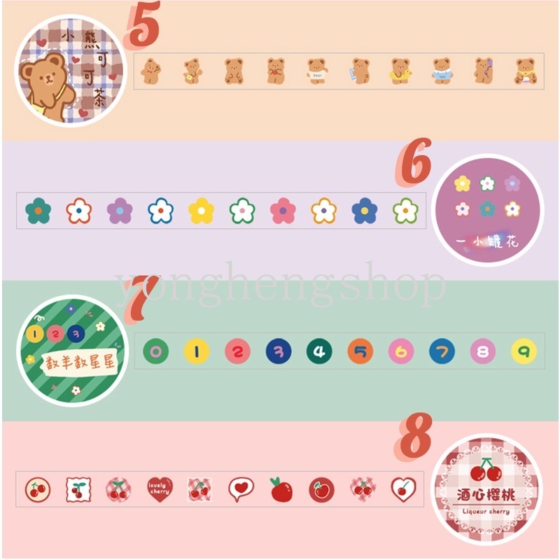 Cuộn 100 Băng Keo Washi Họa Tiết Hoạt Hình Dễ Thương Dùng Trang Trí Sổ Tay/ Đồ Thủ Công DIY