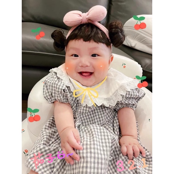 Turban nơ tóc giả búi 2 bên cho bé gái