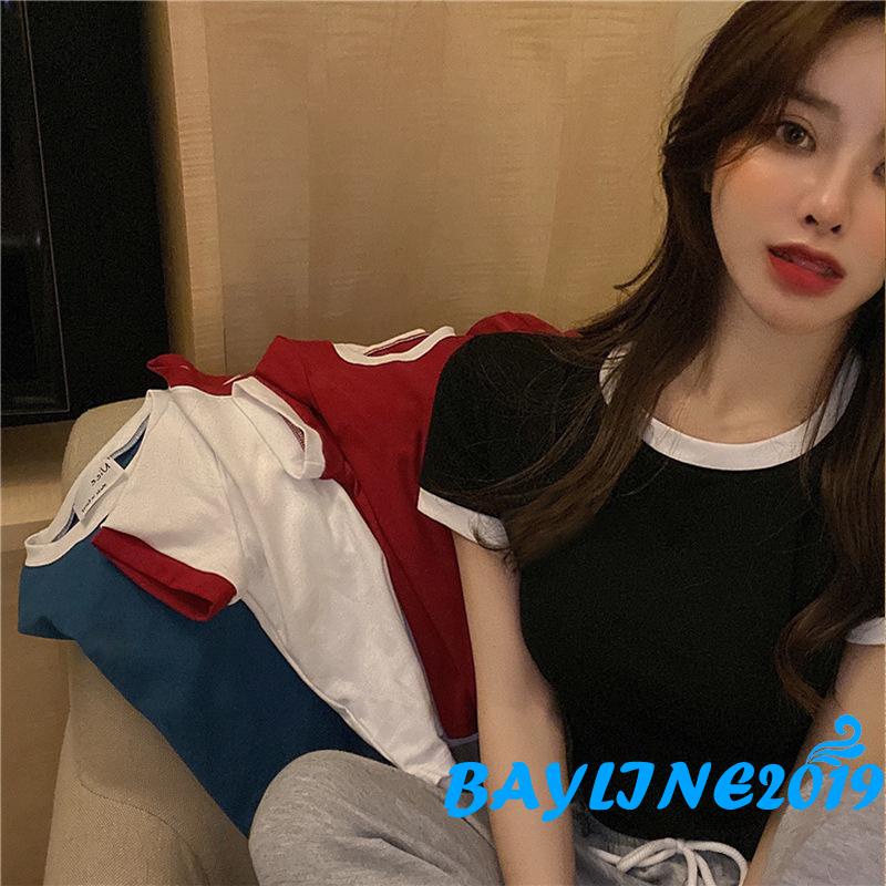 Áo Thun Tay Ngắn Cổ Tròn Màu Sắc Thời Trang Cho Nữ