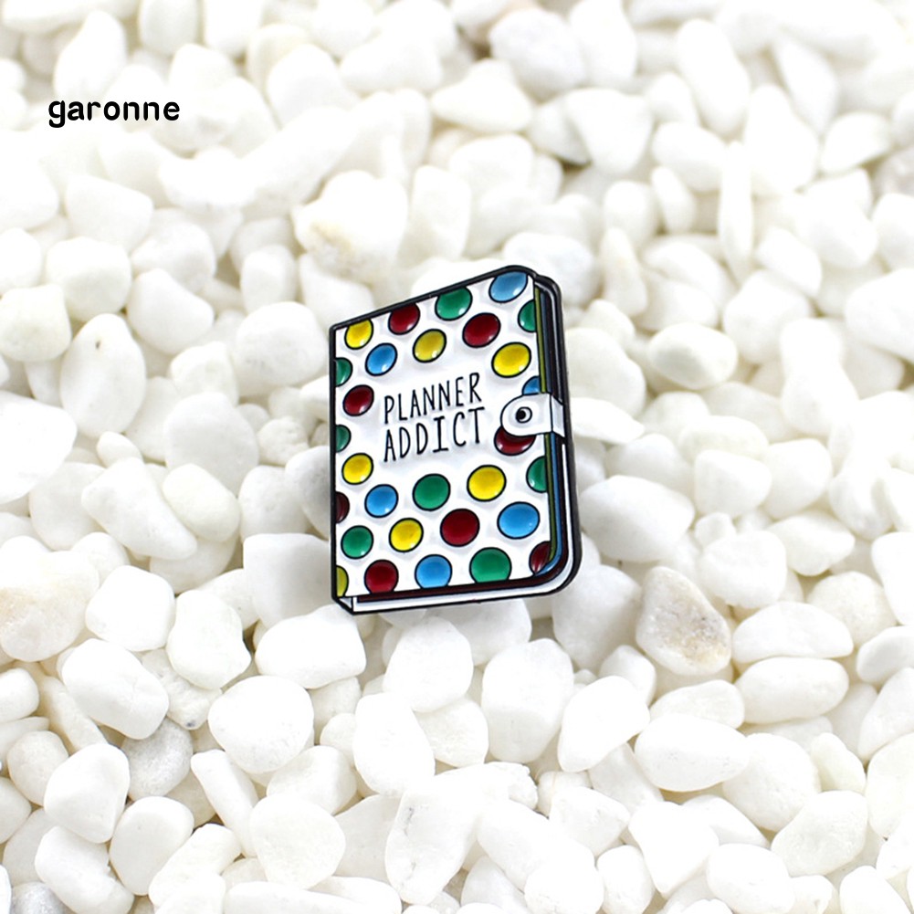 GA_Planner Addict Book Colorful Dots Enamel Brooch Pin Denim Backpack Badge Jewelry
