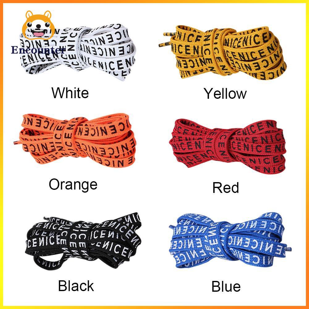 1 Pair Letter Printed Shoelaces Canvas Running Sneakers Flat Shoes Laces ○encounter○