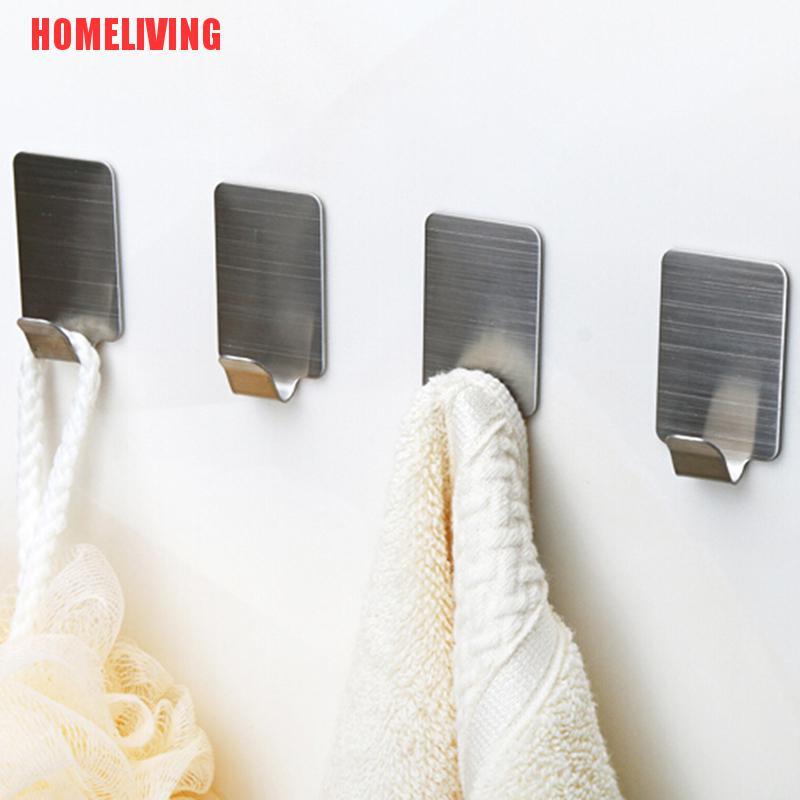 Set 6 Giá Đỡ Treo Đồ Hình Vuông Bằng Thép Không Gỉ Dán Tường / Cửa