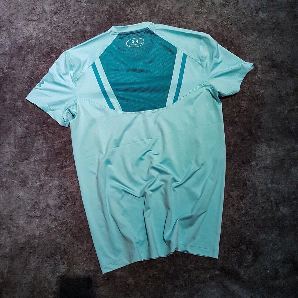 ÁO THUN NAM Under Armour XANH NGỌC CỔ TIM SIZE S