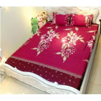 Bộ Ga gối Cotton poly kích thước 1M5X2M,Chọn trên 50 mẫu-MẪU HOA TRÀ MẬN