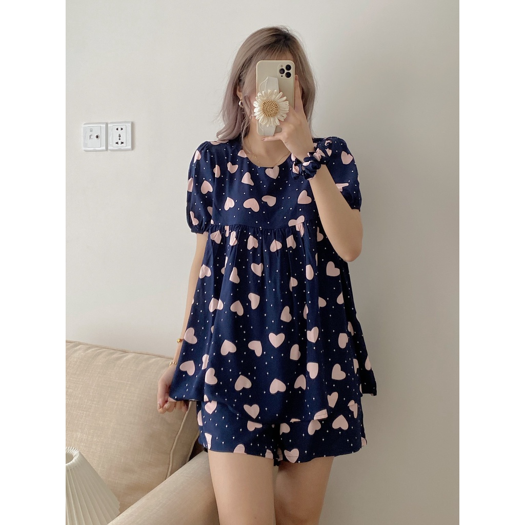 Ảnh thật - Bộ ngủ Lanh Mango không nhăn nhiều họa tiết Bộ Pijama lanh lụa
