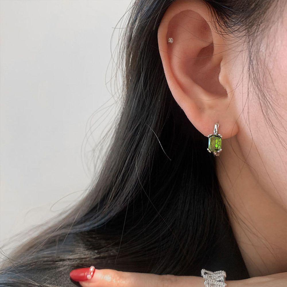 Bông Tai Tròn VANES1 Màu Xanh Lá Cây Hình Trái Tim Phong Cách Punk Cho Nữ|Vòng Tròn Trang Trí Đa Ứng DụngBông Tai Đinh Tán Thiết Kế Cá Tính Thời Trang