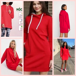 Áo hoodie nữ phom rộng dài oversize freesize giấu quần vnxk hoodie dress