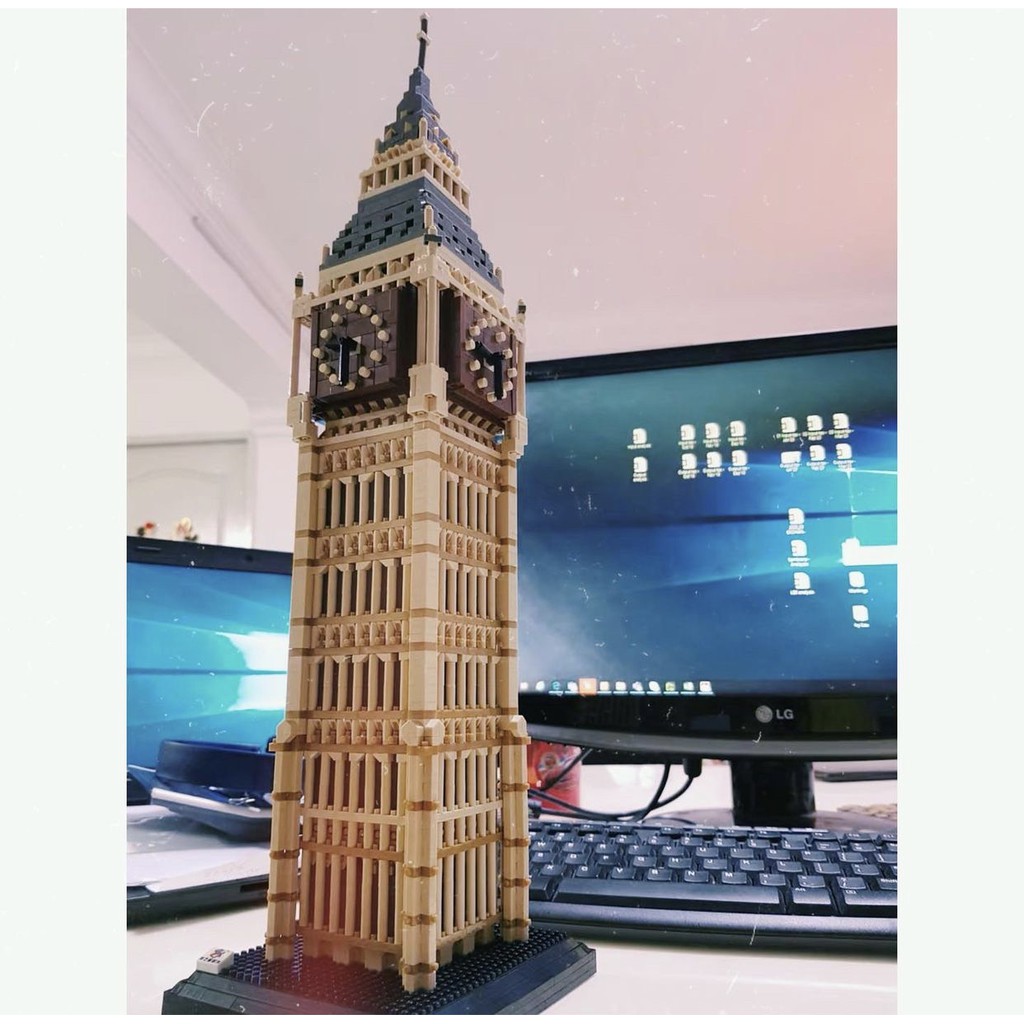 Đồ chơi xếp hình lắp ráp mô hình TÒA ĐỒNG HỒ kèm hộp quà và đèn led II LEGO II NANOBLOCKS