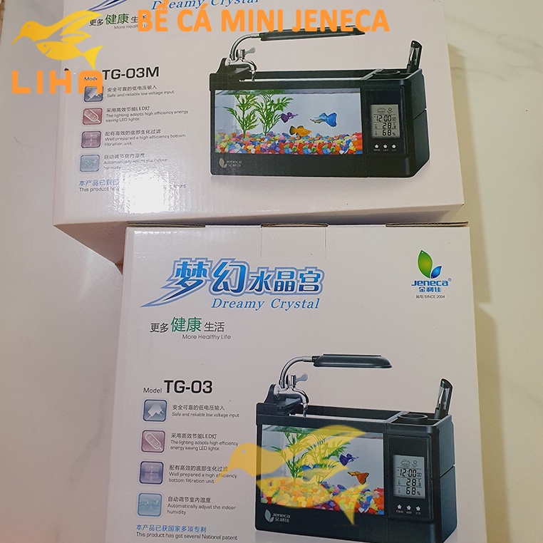 Bể Cá Mini Để Bàn Jeneca TG-03M Kèm Đồng Hồ