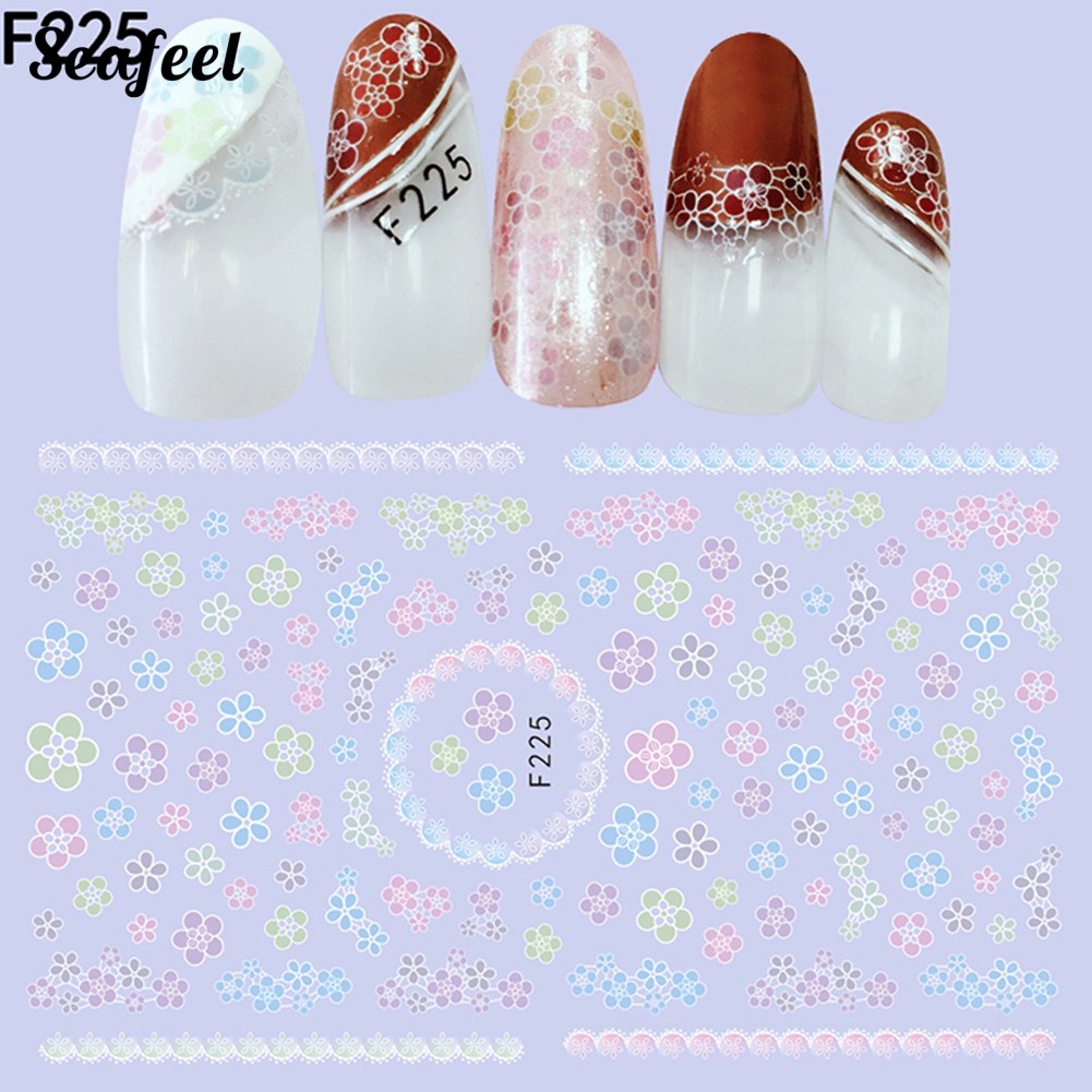 1 Tấm Sticker Dán Móng Họa Tiết Hoa Lá