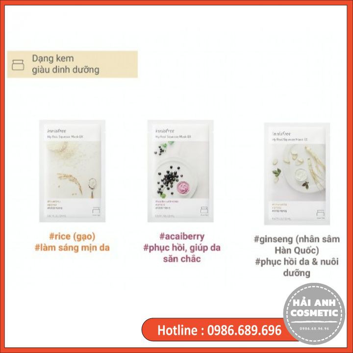 Mặt Nạ Giấy Nuôi Dưỡng & Phục Hồi Da Từ Nhân Sâm Hàn Quốc Innisfree Dưỡng Trắng, Cấp Ẩm, Thải Độc