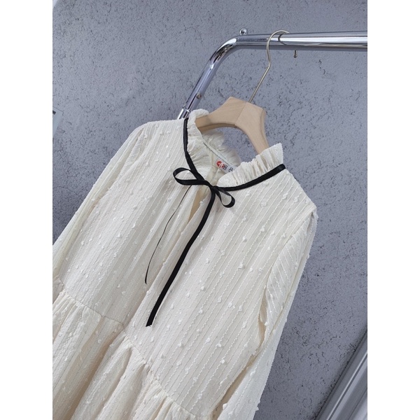 Đầm - Váy babydoll dài tay ren hạt điệu đà Bling Bling