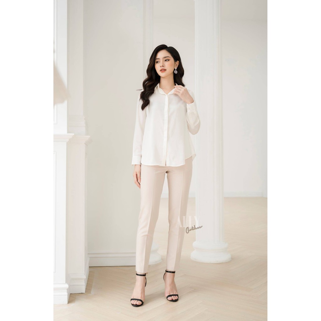 Áo sơ mi lụa đen, trắng A122