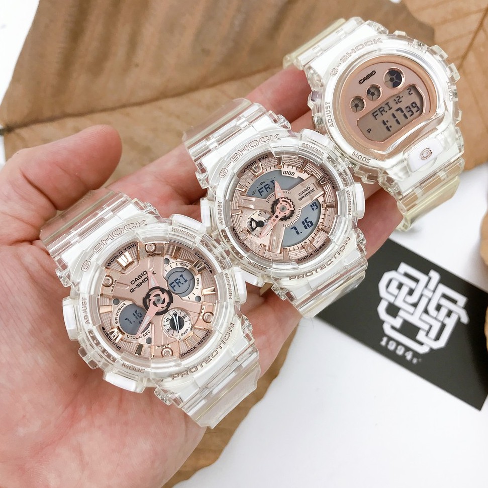 Đồng hồ nam/nữ Casio G-SHOCK GMA-S120 / GMA-S120SR-7A dây đeo trong suốt, chống va đập, hàng chính hãng