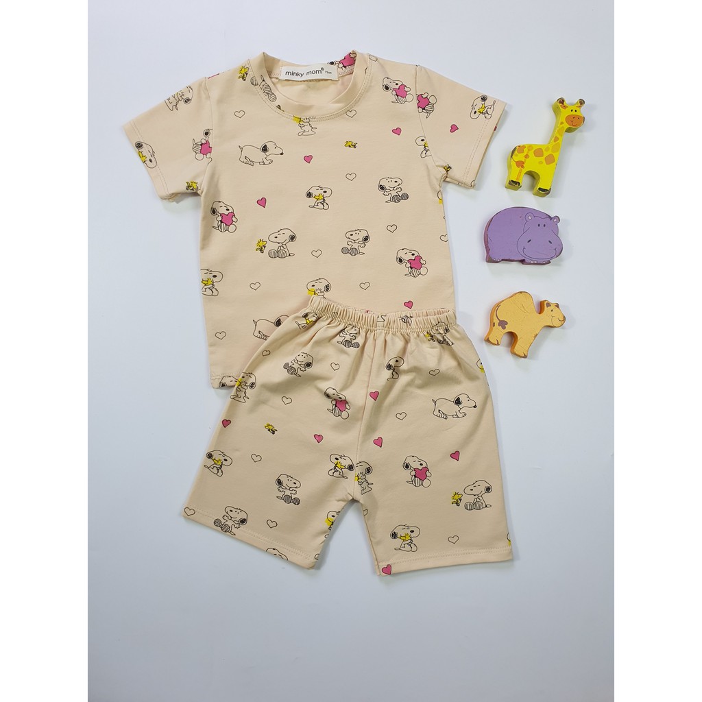 Bộ Cộc Tay MINKY MOM COTTON 100% In Hình Toàn Thân Cho Bé TN-IN22