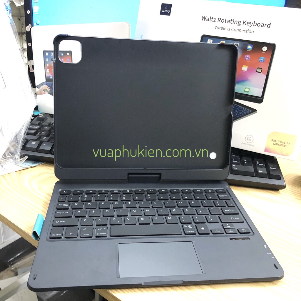Bao da bàn phím bluetooth WiWu xoay 360 cho iPad Pro 11.0 inch 2018 2020 2021 2022 M1 Air 3 4 5 10.9 10.5 10.2 Gen 7 8 9