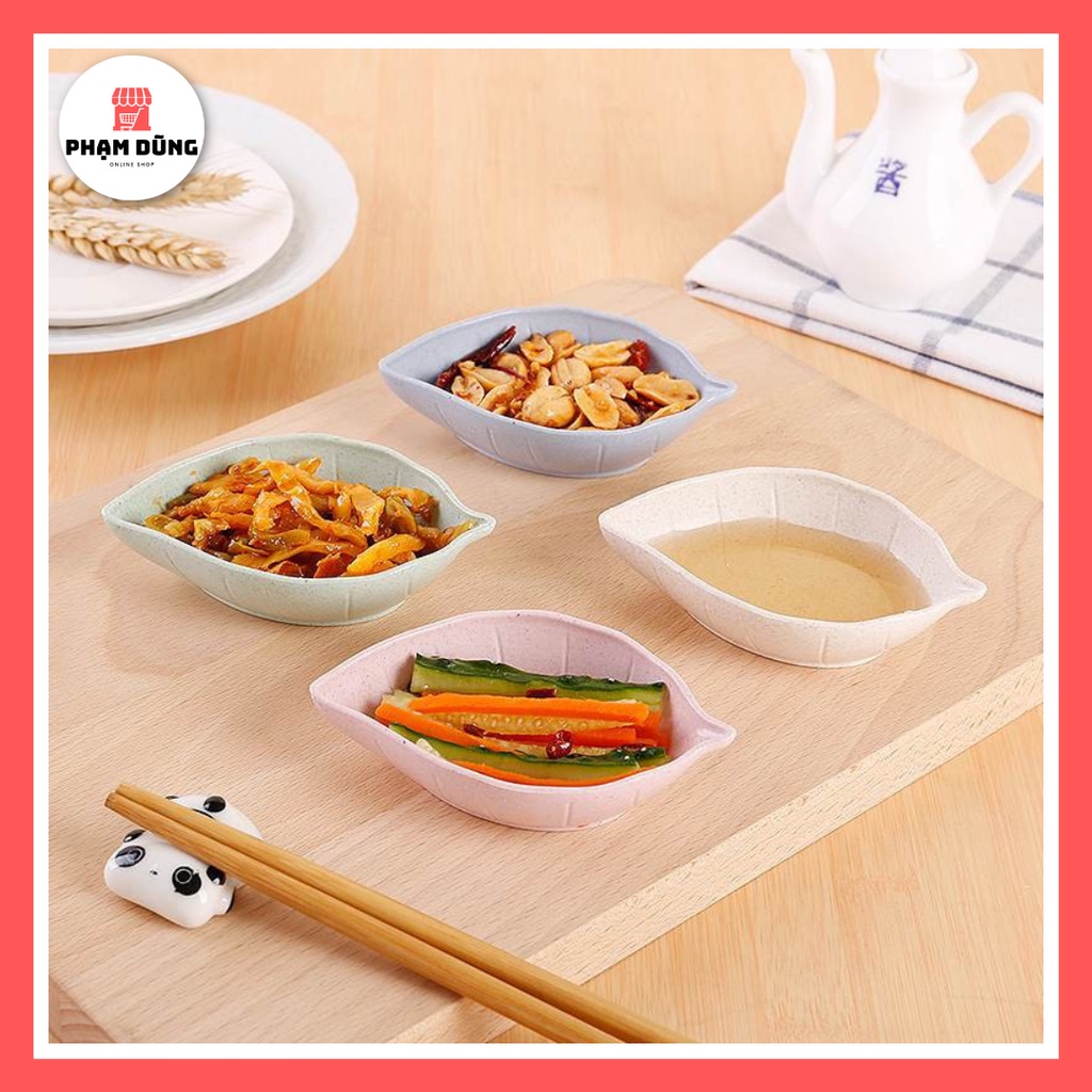Chén Đựng Gia Vị Nước Chấm Hình Chiếc Lá Nhựa Lúa Mạch Dễ Thương , Dĩa Đựng Gia Vị